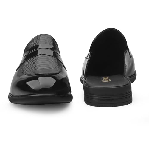 Image of BXXY Men's Office & Outdoor Wear Slip On Loafers and Casual Mules for Men with Embossed Patent Leather Material and Anti-Skid TPR Sole.