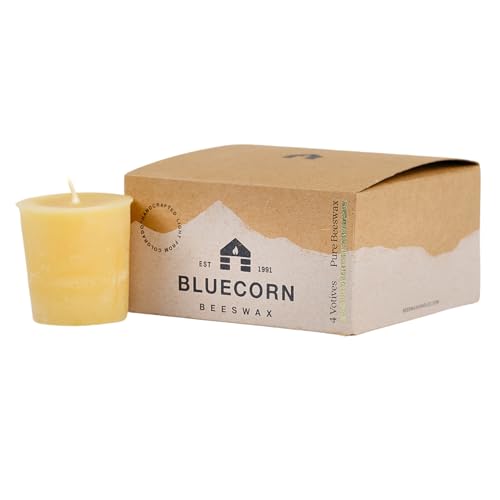 Bluecorn Beeswax Votive Candles Raw Yellow 4 Pack
