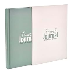 Travel Journal - Memory Book for Travel and Holidays - Journalling and Photo Space - 136 pages, for 15 Trips. Includes Photo Corner Stickers. In Gift Sleeve. Travel Gift for Women and Men - A5 Green