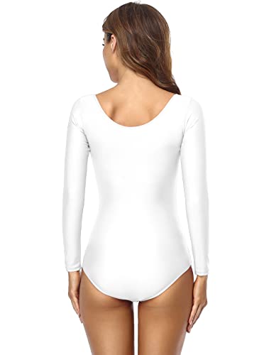 Speerise 77-0202-WHITE-XL Womens Classic Long Sleeve Leotard With Scoop Neck, Team Basic Ballet Dance Unitard Bodysuit Adult thumb #3