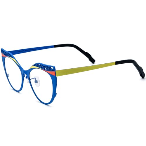 Image of FONEX Colorful Pure Titanium Glasses Frame Women Retro Round Eyeglasses