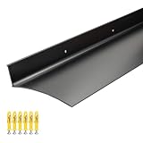 Extra Wide 5.12' W 55.1' L Door Rain Drip Guard Over Door, Aluminum Rain Diverter,Rain Gutters,Door Edge Guard for Exterior Doors Window & House Roof,Flashing,Water Deflector,Drip Cap,Black,1PCS