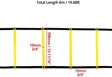 QWORK® Drabina koordynacyjna z torbą do przenoszenia - drabinka treningowa 6M 12 szczebli - akcesoria do treningu piłki nożnej