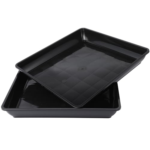 Anneome 2 Piezas Bandejas Macetero Cuadradas de Plástico PP Duraderas Platillos Goteo para Plantas Protege Suelos y Evita Fugas para Macetas y Bonsáis Color Negro