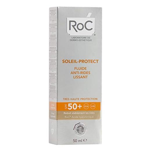 RoC - Soleil-Protect Fluido suavizante antiarrugas SPF 50 + - Reduce las arrugas - Mejora y protege la piel - Protector solar - 50 ml