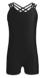 croise siamois et sacre de birmanie  Agoky Enfant Fille Justaucorps Danse Ballet Gymnastique Gym Léotard Body Dos Nu Salopette Bretelles Croisées Pantalon Siamois Costume Yoga Pilates Plongée Collant 5-14 Ans Noir 9-10 Ans