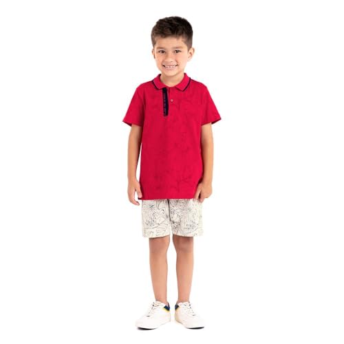 Camisa Polo Infantil Meia Malha Rovi Kids Vermelho 10