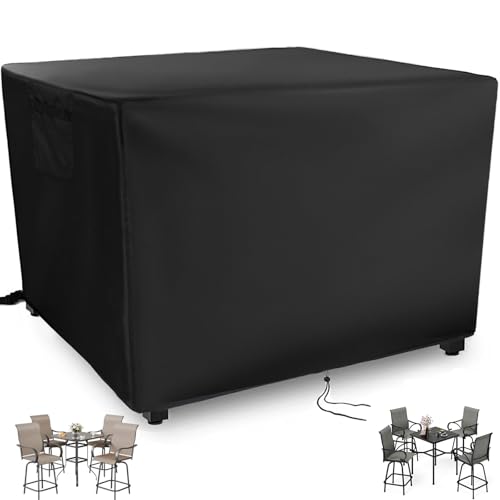 Starcrew Bar Height Patio Set Square Cover 65in for 5-Piece Outdoor Bar and Chairs Set, Outdoor Bistro Set Cover for 4 Person Patio High Top Dining Set/Outdoor High Stool Bistro Set/High Top Patio Set