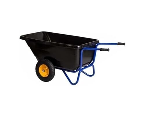 Kelberg Schubkarre 400L Schubkarre 250kg Vollgummiräder mit Stahlfelge 2 Rad 400-8 Gelb PU MX Rad Garten Bauschubkarre Gartenschubkarre