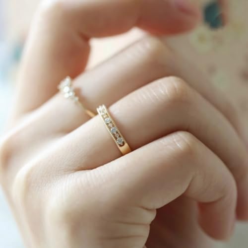 14K Gold Plated CZ Simulated Diamond Stackable Ring Eternity Bands for Women Dainty Stacking Wedding Engagement Statement Rings for Women3