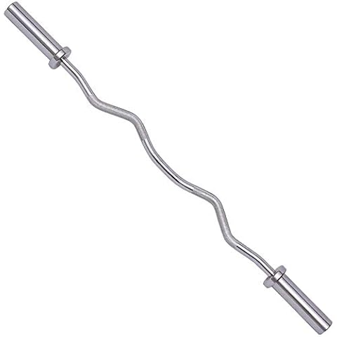 SimpleL Olympic Training Barbell Bar, Super Curl Bar 4Ft/4.9Ft/7.2Ft with Copper Sleeve Multifunctional Barbell for Home Gym Weightlifting and Power Lifting (4.9 Ft Olympic Curl Bar) Cover
