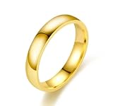 IMPRESSIVE Anillos De Matrimonio La Argolla Alianza De Boda Casamiento Pareja Hombre Mujer 4mm Acero Inoxidable Oro Laminado Stainless Steel Wedding Bands For Men And Women (Gold, 6)