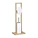 Produktbild Relaxdays Stand WC Garnitur aus Bambus, Bürstenhalter m. Toilettenbürste u. Rollenhalter, freistehende Garnitur, natur