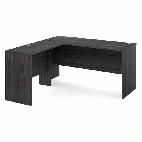 Image of Furinno Roger 60 Inch L-Shaped Office Desk, Executive Desk with Reversible Desk Return, Modesty Panel, Desk Cord Grommet, Scratchproof, for Home Office, Coastal Grey