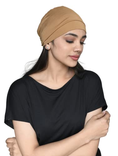 Image of The Headscarves Women Silky Soft Bamboo Viscose Sleep Cap for Hair Loss Chemo Headwear Skull Cap Free Size (Multicolor) (HS3 Multicolor)