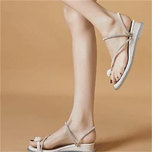 Thick Wedge Heel Fairy Wind Two-Piece Sandals Women's Summer Korean Net Flat Slippers Outer Wear (Color : A, Size : 36 Yards) #TOP3
