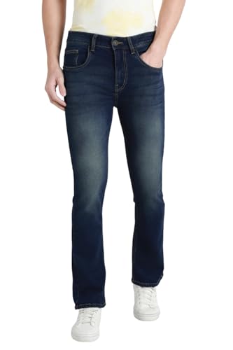Jean décontracté uni noir foncé taille mi-haute coupe droite 44