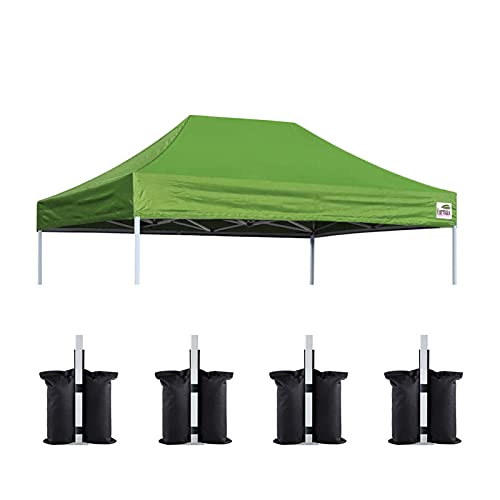 Image of Eurmax USA 8x12 Pop Up Canopy Replacement Top,Universal Instant Canopy Cover ONLY,Heavy Duty UPF 50+ UV Protection,Water & Wind Resistant Tarp,30+ Colors Available,Bonus 4 Sand Bags(Field Green)