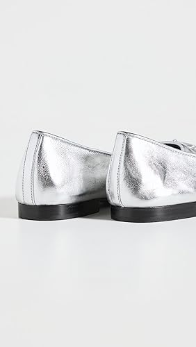 Tory Burch Women's Bow Ballet Flats, Silver/Perfect Black, 8.5 Medium US | Image 3