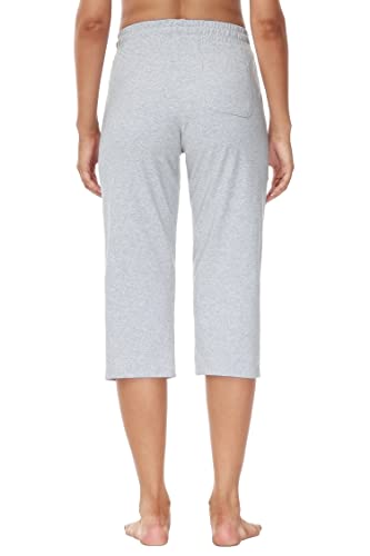 Cakulo Women's Cotton Capris Casual Summer Lounge Sweat Pants Loose Fit Plus Size Wide Leg Yoga Crop Jersey Dress Pants With Pockets Heather Grey 4Xl #TOP2