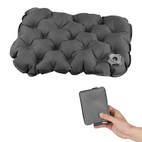 Stravel Inflatable Travel Cushion – Portable Seat Cushion for Long Sitting, Camping & Stadium – Lightweight, Foldable & Comfortable Air Seat Pad for Airplane, Car & Office (Dark Grey)