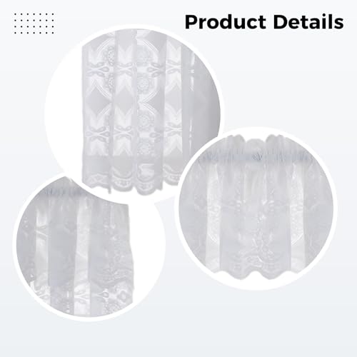 Cortinas de cocina de encaje Tressify para ventanas pequeñas estilo granja, juego de 3 piezas 3