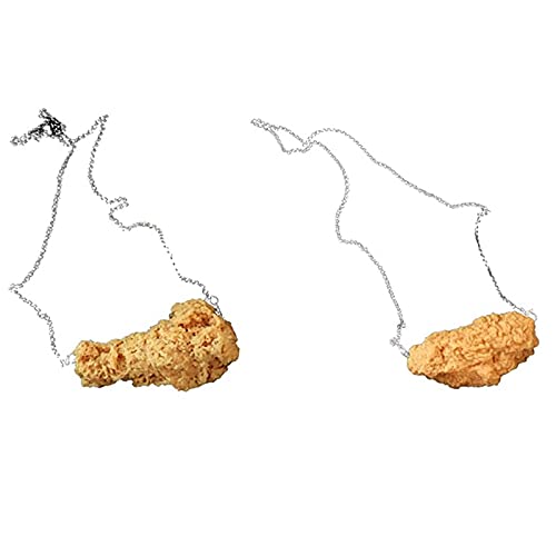 Simulation Fried Chicken Pendant Necklace Resin Barbecue Chicken Legs Wings Necklace Set