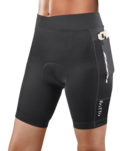 ROTTO Pantalones Cortos de Ciclismo para Mujer Acolchados con Relleno de Esponja y Gel con Bolsillos para Bicicleta Ciclismo de Carretera Montaña