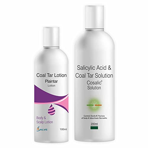Image of Salve Cosalic Shampoo + Plaintar Leave-On Lotion with Salicylic Acid & Coal Tar (200ml + 100ml) | Scalp Cleansing & Body Care Combo for Men & Women