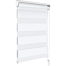 Estores Decorativos Amazon VOUNOT Estores Enrollables de Doble Capa Noche y Día, Persianas Enrollables Interior para Ventana, Translúcido y Oscurecido, Color Blanco, 90 x 150 cm
