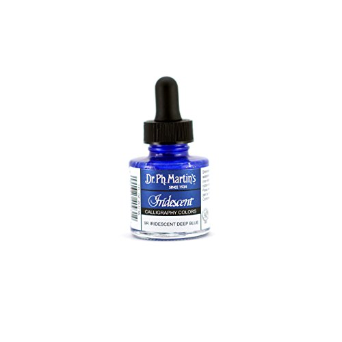 Dr. Ph. Martin's Iridescent Calligraphy Color (9R) Ink Bottle, 1.0 oz, Iridescent Deep Blue, 1 Bottle