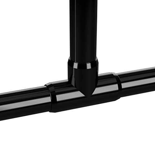 FORMUFIT 3/4" Standard PVC Tee Furniture Grade Fitting in Black, 1.05" Actual ID, (Pack of 8), Made in USA, UV-Resistant, Impact-Proof, Build Furniture, Shelves, Tents and More - F034TEE-BK-8 - Thumbnail 5