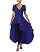 Lrady Womens V Neck Short Sleeve High Low Cocktail Party Dresses Peplum Tunic Tops Shirt Dress, Blue, 3X-Large