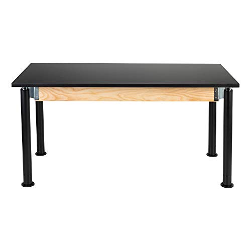Image of Learniture Heavy-Duty School Science Lab Table with Chemical-Resistant Top, Adjustable Height Science Table for Classrooms, 30 inch D x 60 inch W x 29 inch H, Black