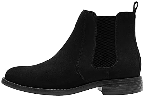 JIONS Men Chelsea Slip On Suede Boots Lightweight Leather Casual Dress Ankle Shoes4