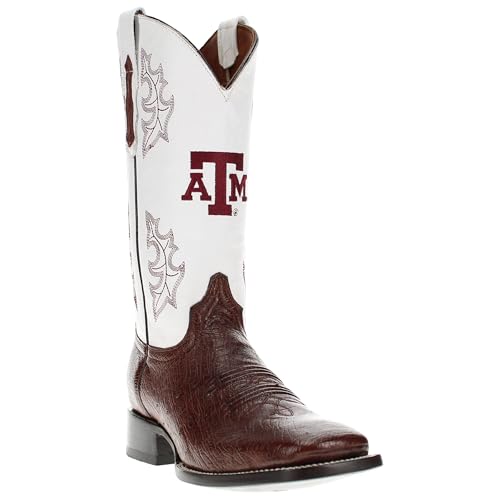 Image of Vaccari Men's Brooks Genuine Smooth Ostrich Leather NCAA Athletics Embroidery Western Cowboy Boots