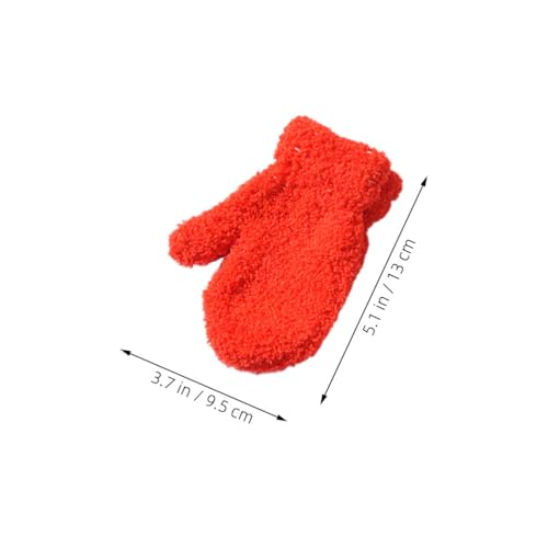 LOGOFUN 5pairs Kids Winter Gloves Warm Knitted Full Finger Mittens for Children Outdoor Cold Weather Black White Red Gray Pink3