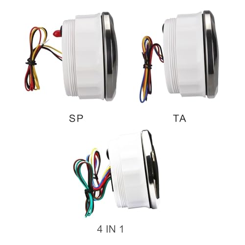 MOTOR METER RACING W PRO Series 3 Gauge Set 110mm 4-3/8\" GPS Speedometer, Tachometer & 4 in 1 Multi-Function Volt, Fuel Level, Water Temperature & Oil Pressure Black Dial White LED for Car, Boat