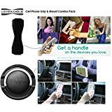 Cell Phone Holder and Grip - LoveHandle 360 Mount and Grip - Car Mount for Smartphones and Mini Tablets with 360 Rotation Technology - Combo Pack (Black Grip and Mount)