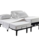 Kingnex Striped Split California King Sheets Sets for Adjustable Bed with Deep Pocket 5 Pieces Include 2 Cali Twin XL Fitted Sheets 1 Flat Sheet 2 King Size Pillowcases White