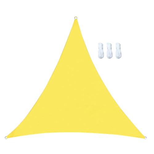 ENEN Sonnensegel Wasserdicht Dreieckig mit Ösen Sonnensegel Balkon Sonnenschutz UV Schutz Windschutz Schattennetz Camping Reißfest Wetterfest für Garten Terrasse (Gelb,3X3X4.3m)