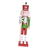 HAPINARY Figura de Navidad Nutcracker de Madera Decorativa para Escritorio Adorno Festivo con Diseño Verde y Blanco Regalo Versátil para Decoración Navideña Hogar y Oficina