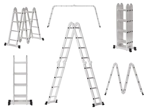 The Workplace Depot Multi-Purpose Ladder Lightweight Aluminium 150kg Capacity Foldable 4810mm Extended Height Anti-Slip Feet Ideal for Home Office DIY & Professional Use