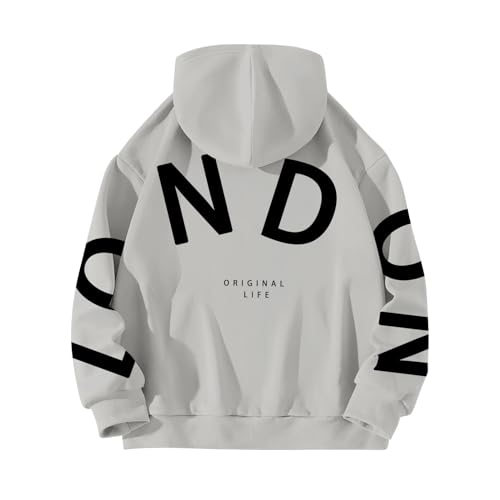 HUIFUAO Paris Womens Hoodies Oversized Womens Sweatshirt Zwart Letter Print Lange Mouw Plus Size Womens Hoodies Pullover Tops, Z01 Grijs, S - Afbeelding 4