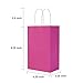 Oikss 50 Pack 5.25x3.25x8.25 Inch Small Hot Pink Kraft Paper Bags with Handles Bulk for Birthday Wedding Party Favors Grocery Retail Shopping Business Goody Craft Gift Bags Sacks (Fuchsia 50pcs Count)