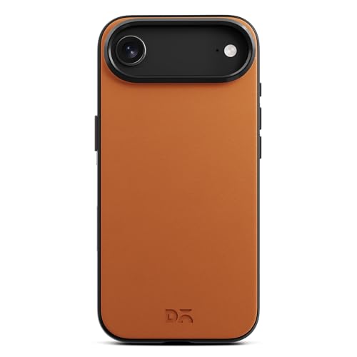 Image of DailyObjects Leatherite Case for iPhone Air Compatible with MagSafe Wireless Charging | Tan-Grey Hybrid Magnetic Back Cover