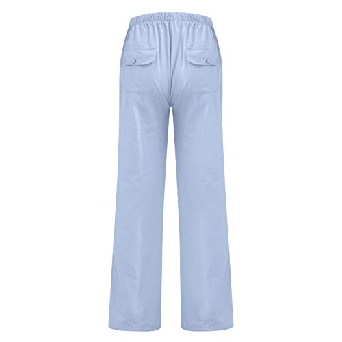 Mens Casual Linen Pants Elastic Waist Drawstring Summer Beach Pants Comfy Lightweight Cotton Linen Pants2