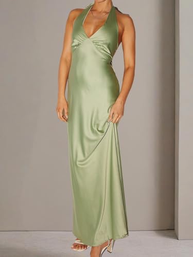 Women's Sleeveless V Neck Solid Color Maxi Dress for Work and Everyday Outfits4