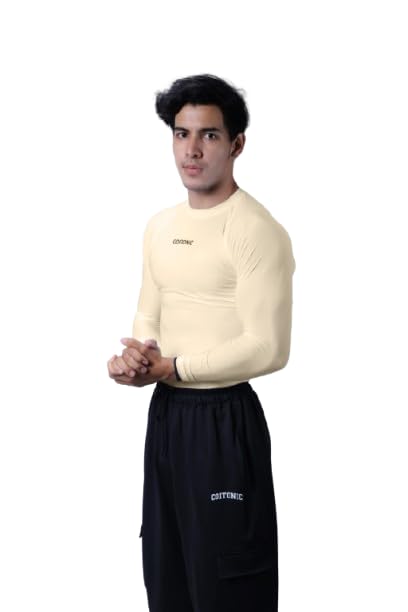 Image of COITONIC Men's Full Sleeve Compression T-Shirt - Athletic Base Layer for Gym, Sports & Fitness Training