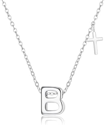 Colar feminino banhado a ouro 14 K com inicial de prata delicada,...